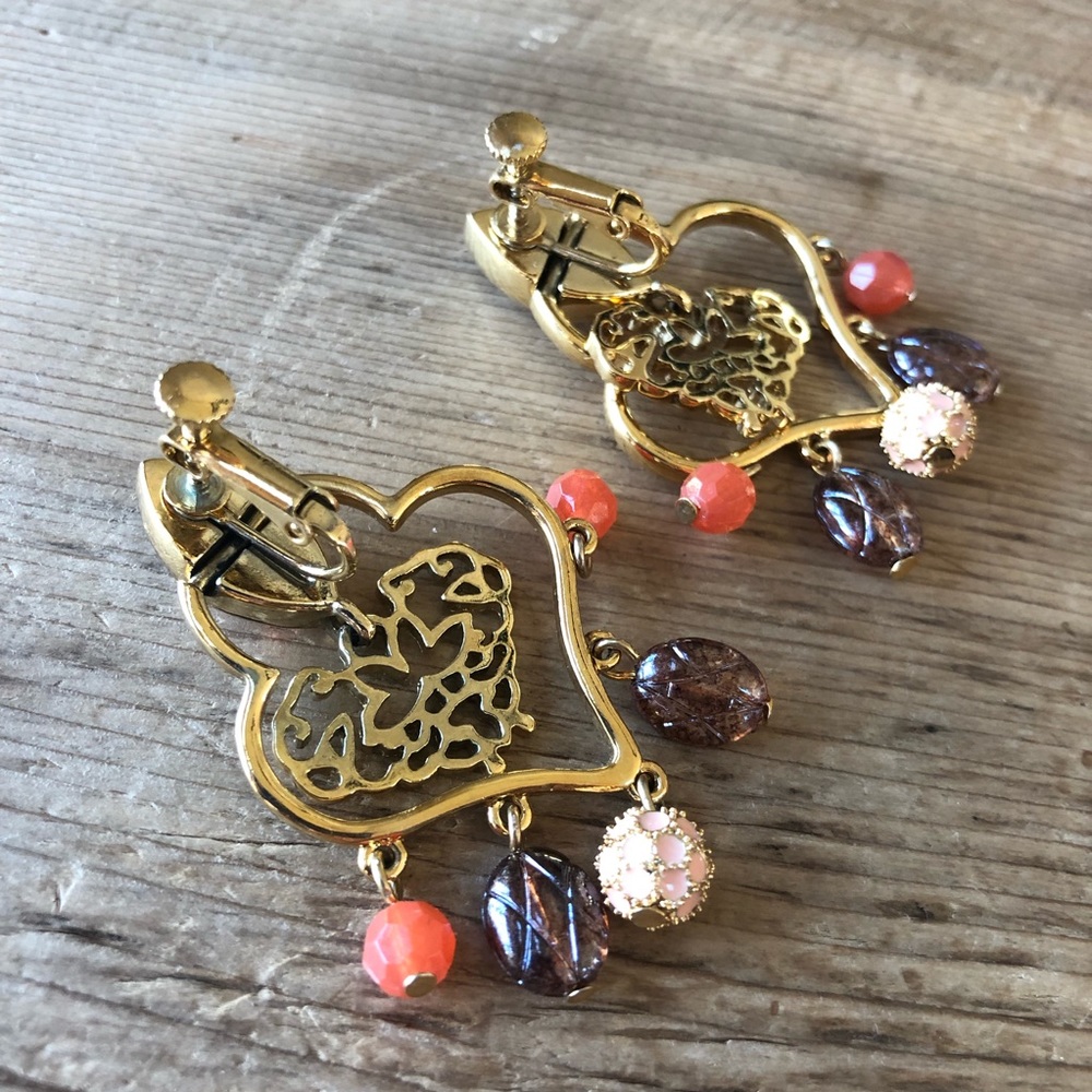 Vintage Dangle Adjustable Back Clip Earrings - image 5